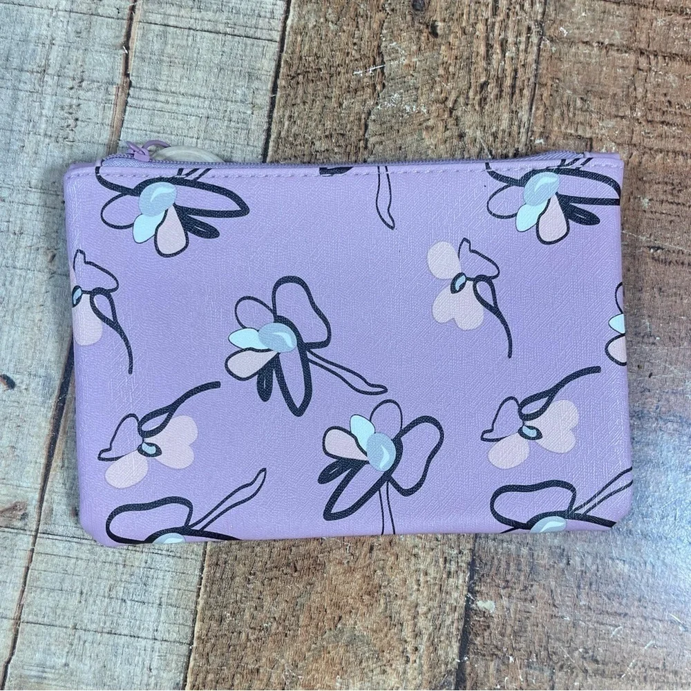 Ipsy Floral Check Makeup Cosmetic Bag Bundle Lilac Pastel Clueless Feminine